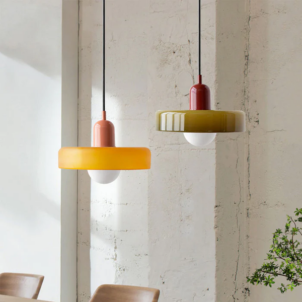 Bauhaus Glass Disc Orb Pendant Light