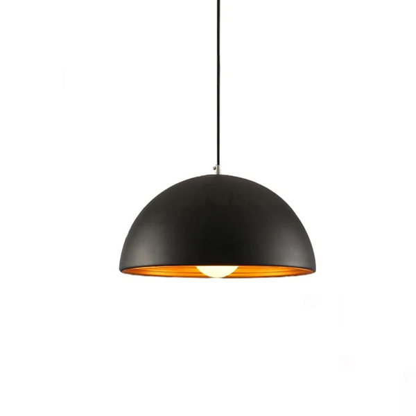 Modern Industrial Dome Pendant Light with Gold Inside