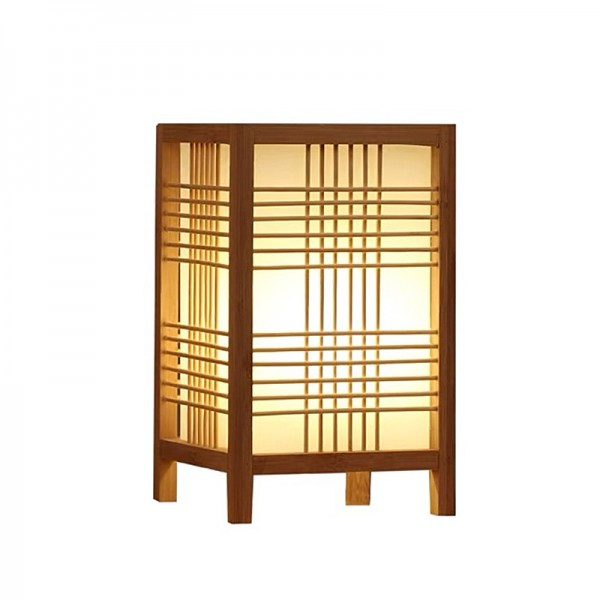 Retro Floor Lamp Rectangular Wooden Tatami Table Lamp